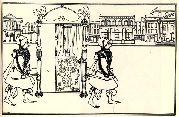 Sedan Chair on the Road frontispiece from Juvenal in The Yellow Book Volume IV