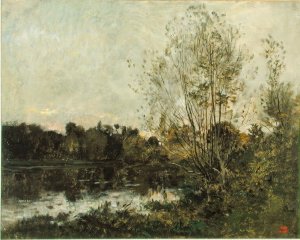 A Lake in the Woods at Dusk, c.1865