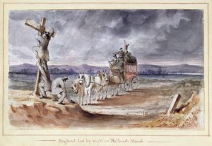 England lost by night on Holbeach Marsh, from a sketch-book of the All-England Cricket Tour, 1851-2