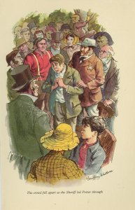 The crowd fell apart as the Sheriff led Potter through', illustration from 'The Adventures of Tom Sawyer by Mark Twain (1835-1910)