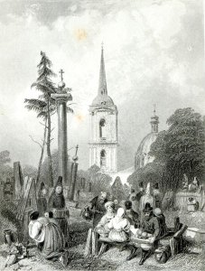 Cemetery of the Smolensko Church, engraved by E.Smith, 1845