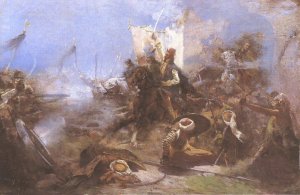 Zrinyis Charge on the Turks from the Fortress of Szigetvar 1896