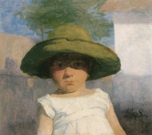 Girl with a Large Green Hat c. 1900