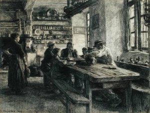 Figures in a Kitchen Interior 1895