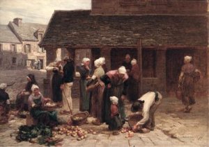 The Market Place of Ploudalmezeau Brittany 1877