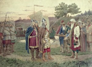 The Grand Duke Meeting with the People of a Slav Town in the 9th century