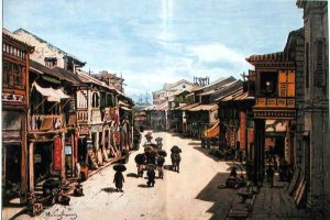 A street in Hong Kong in the mid nineteenth century