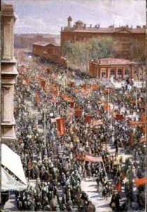 Demonstration on the October 25th Avenue, sketch for the 1934 painting in the Tretyakov Gallery