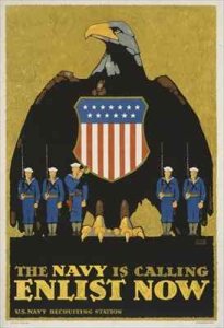 'The Navy Is Calling Enlist Now', Recruitment poster for the US Navy