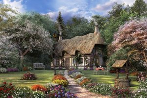 Painting of Victorian English Cottage